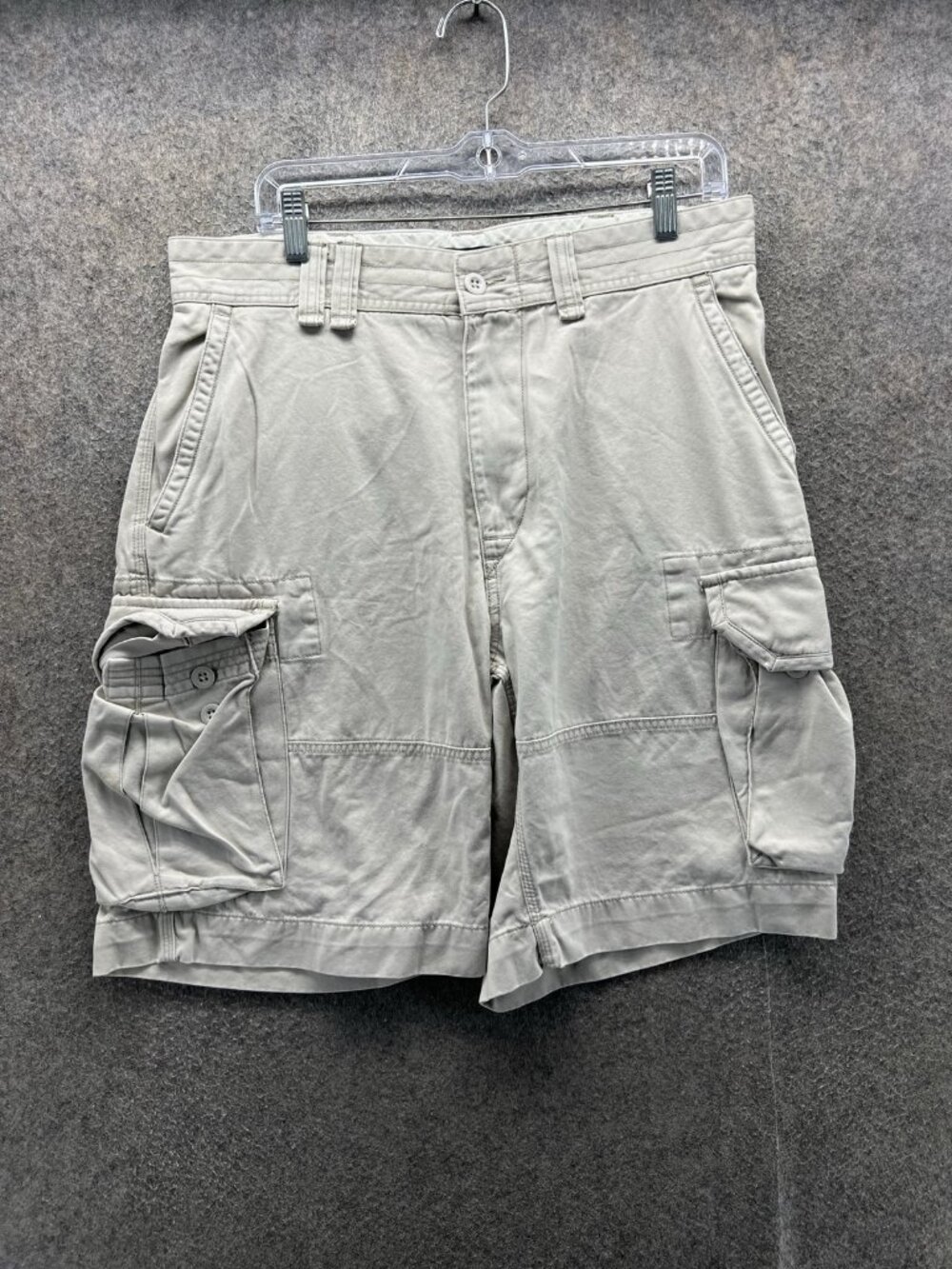 Polo By Ralph Lauren Shorts Men 34 Beige Cargo Flat Front Cotton Paratrooper Y2K